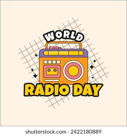 World Radio Day Retro Style Vector Design