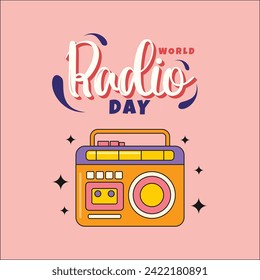 World Radio Day Retro Style Vector Design