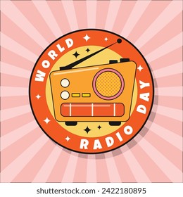 World Radio Day Retro Style Vector Design