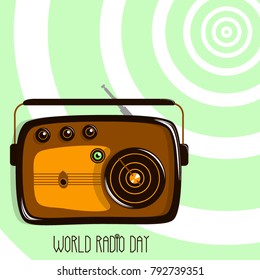 World Radio Day. Retro radio and radio waves