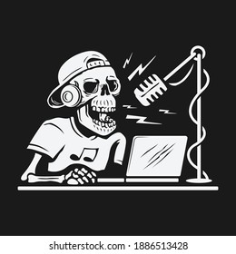 world radio day with skull design concept.vector illustration