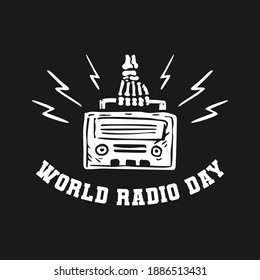 world radio day with skull design concept.vector illustration