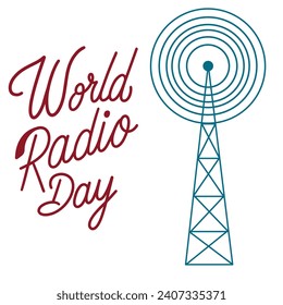 World Radio Day text banner. Handwriting text World Radio Day. Hand drawn vector art