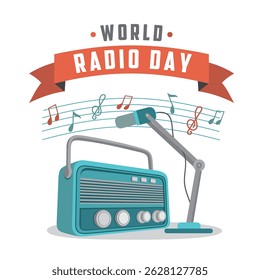 world radio day vector design concept