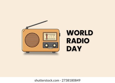 World Radio Day vector illustration with retro radio icon on pastel background. Celebrating world radio day, design template for social media posts, banners, posters, campaigns