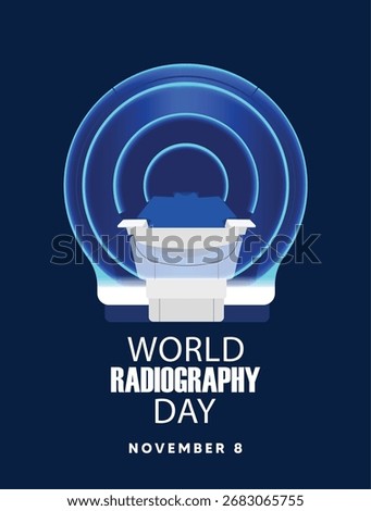 World Radiography Day Poster with CT Scan Imaging Machine Illustration