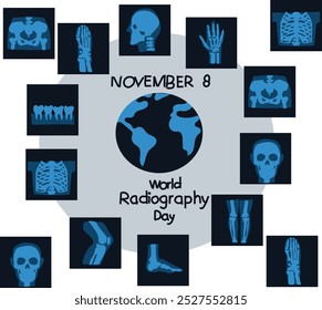 world radiography day vector illustration. Good for banner, poster, greeting card, party card, invitation, template, advertising, brochures, flyers, ad benners and social media