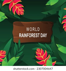 World Rainforest Day background. Awareness Conservation,Environment. Vector illustration.