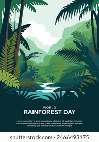 World Rainforest Day background. Awareness Conservation,Environment. Vector illustration.