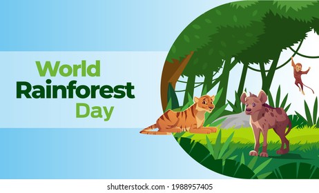 World Rainforest Day on june 22 business brochure flyer banner design horizontal template vector, cover presentation abstract, modern publication poster and flag-banner, layout in rectangle size.