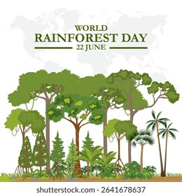 World Rainforest Day vector design template. rainforest leaf vector design. World Rainforest Day, celebrated on June 22nd, flat design. eps 10.
