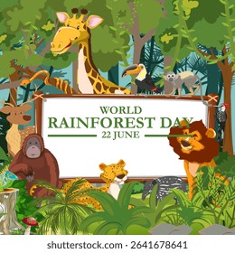 World Rainforest Day vector design template. rainforest leaf vector design. World Rainforest Day, celebrated on June 22nd, flat design. eps 10.