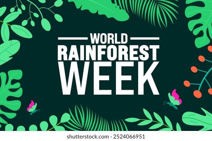 World Rainforest Week background or banner design template is observed every year in October. Holiday concept. Template for card, poster, placard, template. eps 10