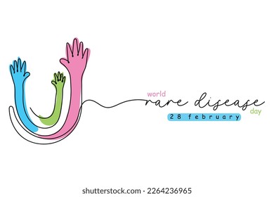 world rare disease day is observed every year on 28 february. Line art vector. Rare diseases awareness concept art.