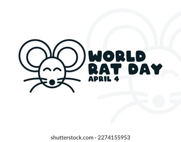 Día Mundial de la Rata. 4 de abril. Icono de línea de la cabeza de rata en fondo blanco. Línea. Esquema. Cartel, pancarta, tarjeta, fondo. Eps 10.