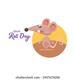 World Rat Day banner with Vector cartoon funny mouse animal isolated on white background. Little cute smiling mice character