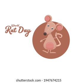 World Rat Day Banner mit Vektorcartoon lustige Maus Tier einzeln auf weißem Hintergrund. Kleine süße lächelnde Mäuse-Figur