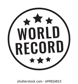 World Record. Badge, Icon, Logo, Mark, Stamp Vector Illustration On White Background.
