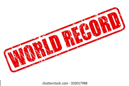 WORLD RECORD red stamp text on white