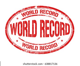 World record sign or stamp on white background, vector illustration