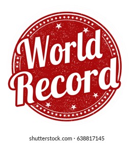 World record sign or stamp on white background, vector illustration