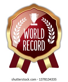 World Record. Vector Golden Badge.