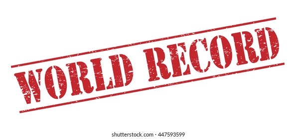 World Record Vector Stamp On White Background