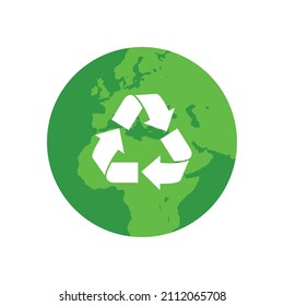 Reciclaje mundial y ecología concepto de ilustración vectorial plana.