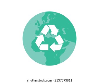 Weltweiter Recycling und Ökologie-Konzept flach Vektorgrafik.