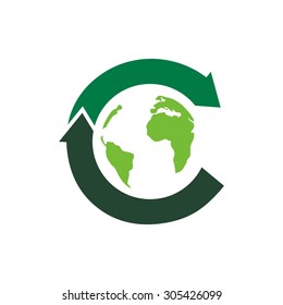 world recycle logo. world map symbol. world map icon.