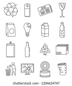 World recycles day icon set. Outline set of world recycles day vector icons for web design isolated on white background