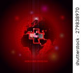 World Red Cross Day: Earth digitally generated image and red cross of dark background.
World Map: Elements of this image furnished by NASA