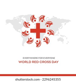 World Red Cross Day, May 8th, Social Media Template, Vector Community, People, World
