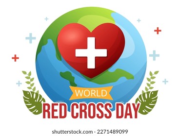 Día Mundial de la Cruz Roja, 8 de mayo Ilustración a la salud médica y suministro de sangre a mano para pancartas web o plantillas de páginas de aterrizaje