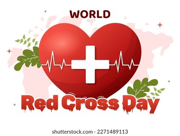 World Red Cross Day on May 8 Illustration to Medical Health and Providing Blood In Hand Drawn for Web Banner or Landing Page Templates