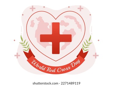 Día Mundial de la Cruz Roja, 8 de mayo Ilustración a la salud médica y suministro de sangre a mano para pancartas web o plantillas de páginas de aterrizaje