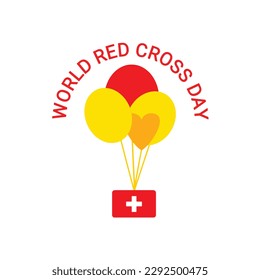 World Red Cross Day. Vector illustration of a red cross with balloons. Suitable for greeting card, poster and banner.
