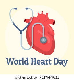 World red heart day background. Flat illustration of world red heart day vector background for web design