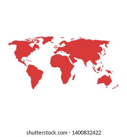 World red map vector, isolated on white background.