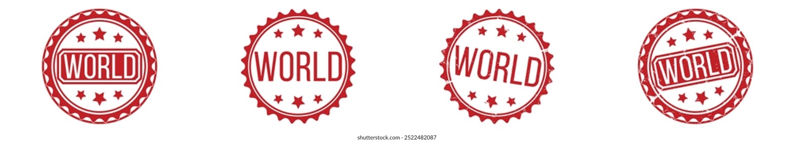 WORLD Red rubber stamp on white background. WORLD stamp sign. WORLD stamp.