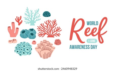 World Reef Awareness Day design template for celebration. World Reef Day vector design for banner, poster, postcard