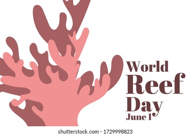 World Reef Awareness Day. June 1. Holiday concept. Template for background, banner, card, poster with text inscription. Vector EPS10 illustration