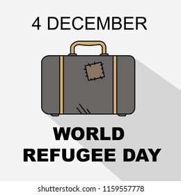 World refuge Day. 4 of December. Suitcase icon. Stock vector illustration.