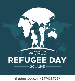  World Refugee Day. Refugee Day 20 june. dark background with illustration. eps file. social media post design.