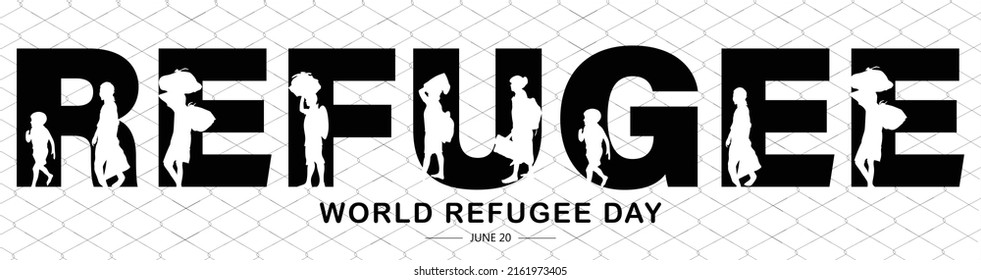 Día Mundial de los Refugiados. 20 de junio vectorial. Antecedentes del concepto del Día Internacional de la Inmigración. Ilustración plana o fondo de concepto vectorial para diseño web, banner.