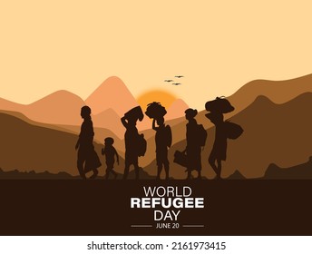 Día Mundial de los Refugiados. 20 de junio vectorial. Antecedentes del concepto del Día Internacional de la Inmigración. Ilustración plana o fondo de concepto vectorial para diseño web, banner.