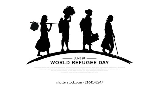 World Refugee Day. 20 June-vector. International immigration day concept background. Refugee day flat illustration for web design, banner etc.