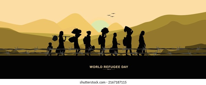 World Refugee Day. 20 June-vector. International immigration day concept background. Refugee day flat illustration for web design, banner etc.