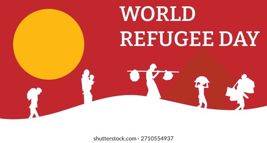 Dia Mundial dos Refugiados. Banner do modelo para refugiados