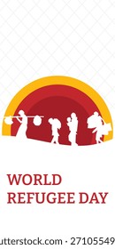 Hintergrund des Weltflüchtlingstages. Banner der Flüchtlingsvorlage
